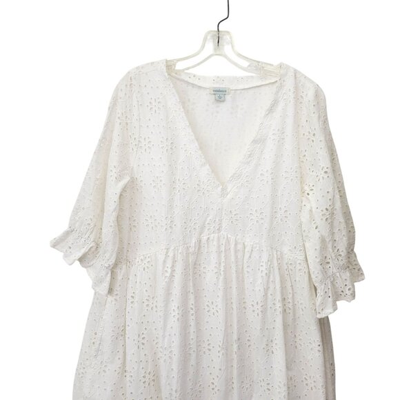 Sundance Jasmine White Eyelet Cotton Midi Dress Large India - Picture 4 of 6